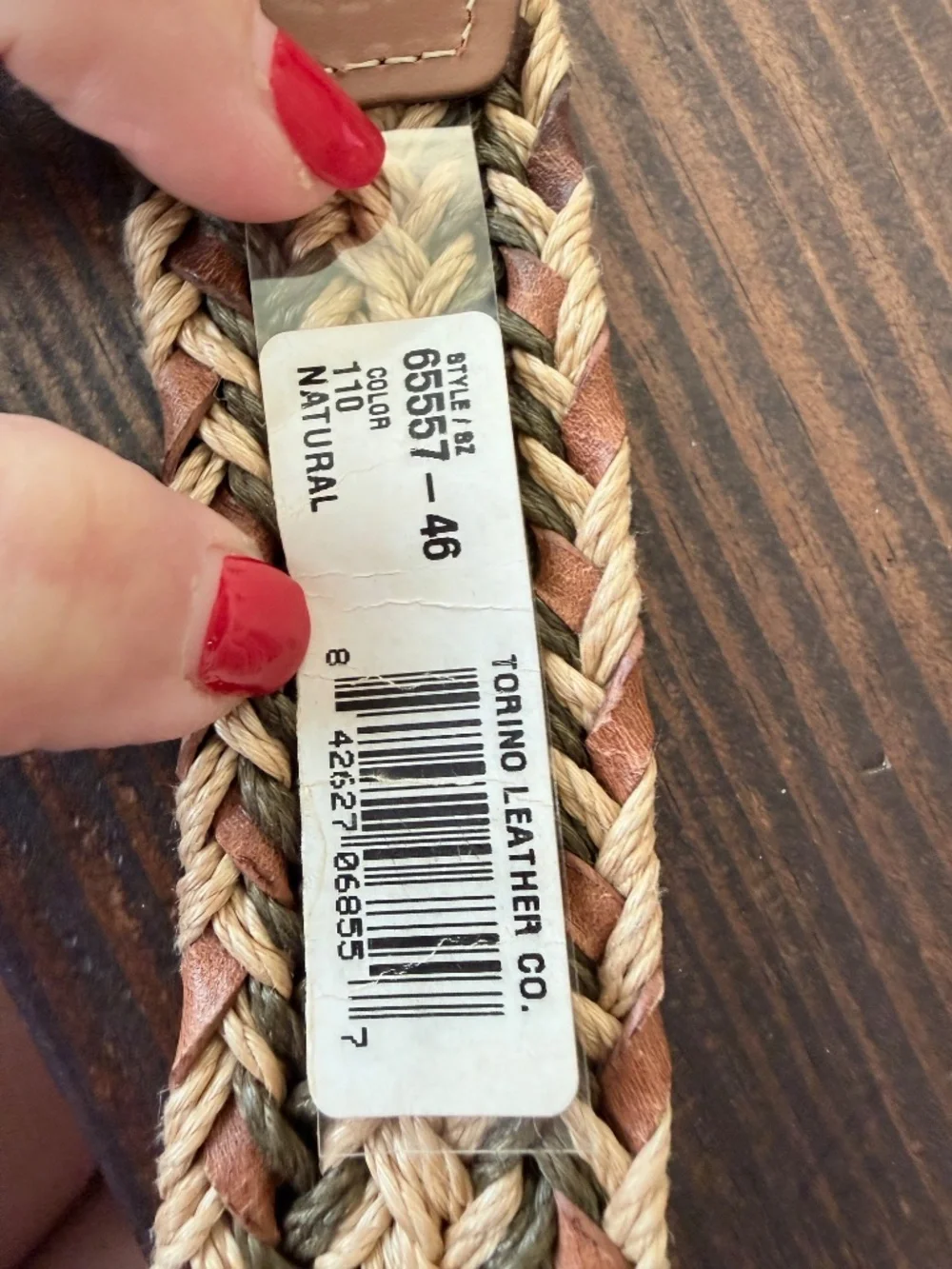 Torino Leather Co Chevron Weave Belt Olive Tan Brown Size 46 Made in USA